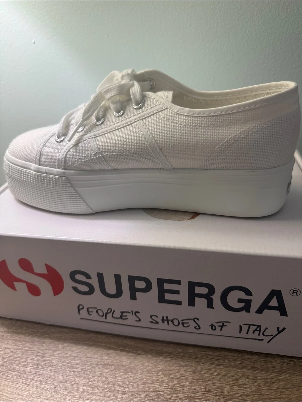 Superga White Women's 2790 Platform Sneakers With Box